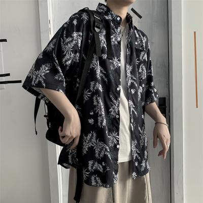 Camisa Masculina de Férias Estampada de Manga Curta