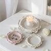 European Vintage Relief Lace Gypsum Tray DIY Handmade Ornament Round Oval for Coffee Table Snack Candy Storage Tray