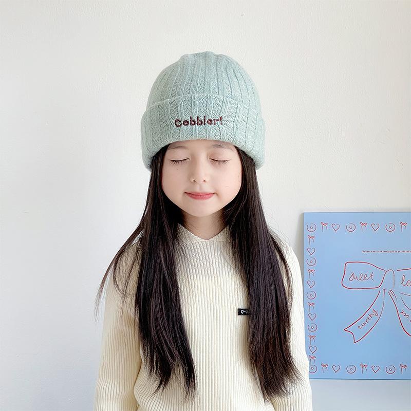 Autumn and Winter New Style English Embroidered Knitted Hat for Boys and Girls Stylish and Versatile Woolen Hat  Simple Ear Protection Hat
