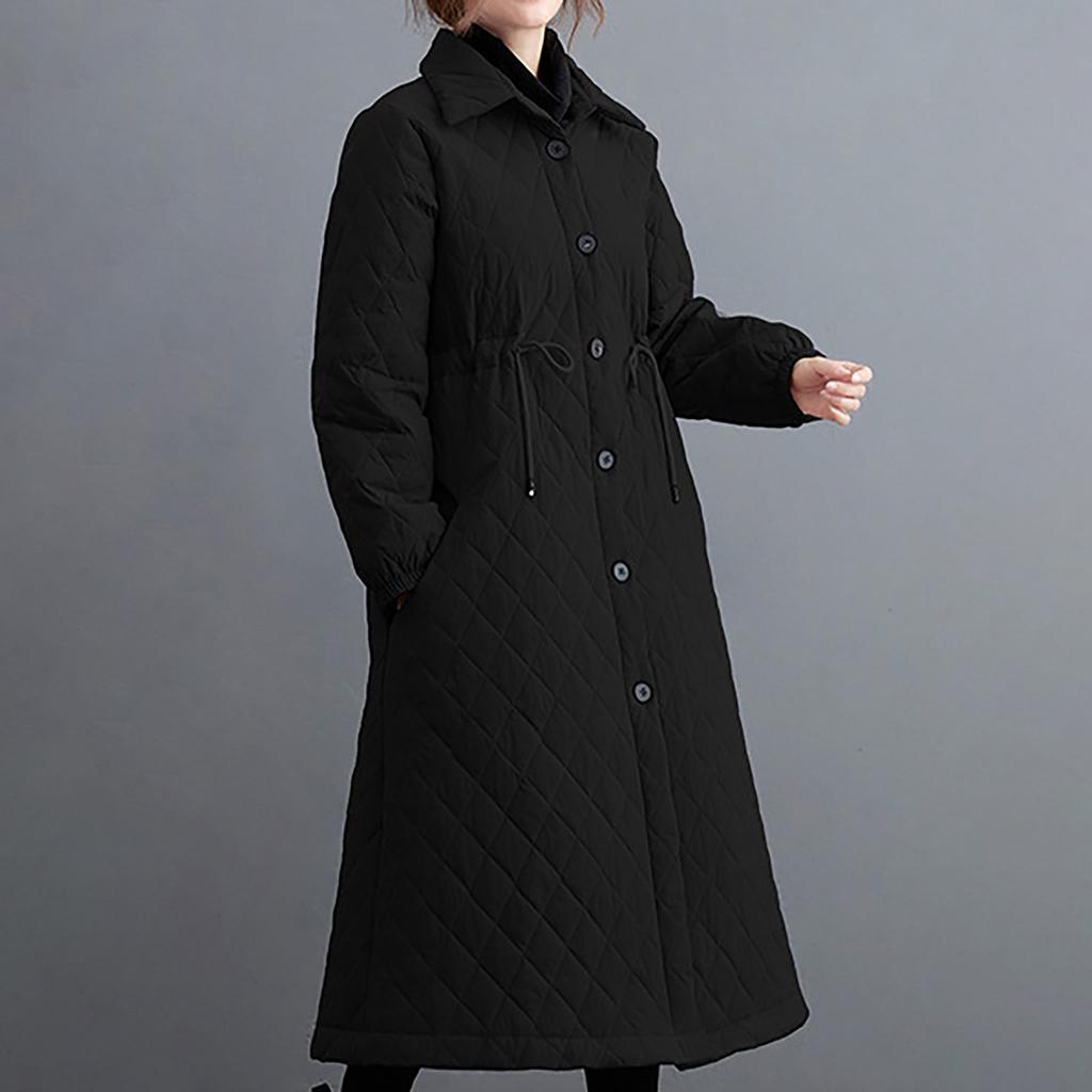 Damen Und Winter Baumwolljacke Cardigan Lang Einfarbig Jacke