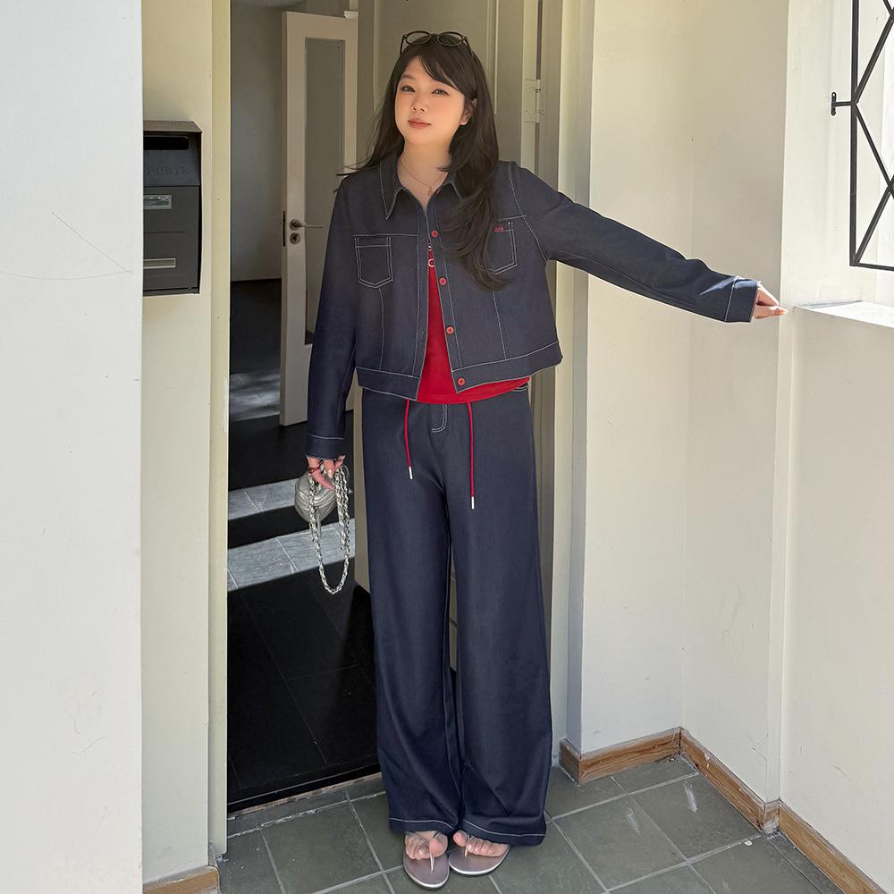 Zhi Xuan Plus Size Women's Korean Three-Piece Denim Set - Spring 2026