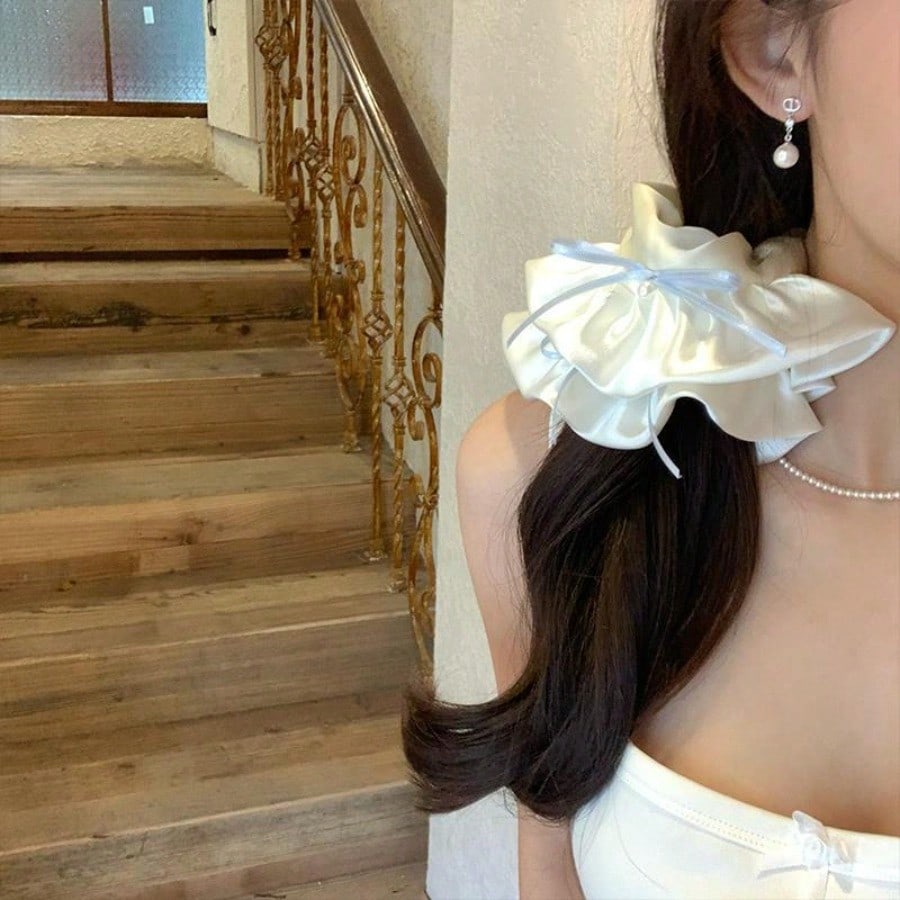Ballet French White Skirt Bow Large Intestine Hair Band Female High Elastic Hair Tie Headband