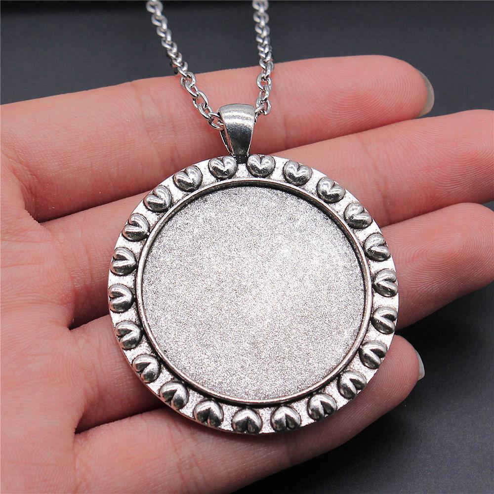 

Колье-цепочка длиной 45 см или 70 см, круглая прямоугольная основа-сеттинг, материалы для детской бижутерии QN062 A27-1pcs-35mm-chain 45cm