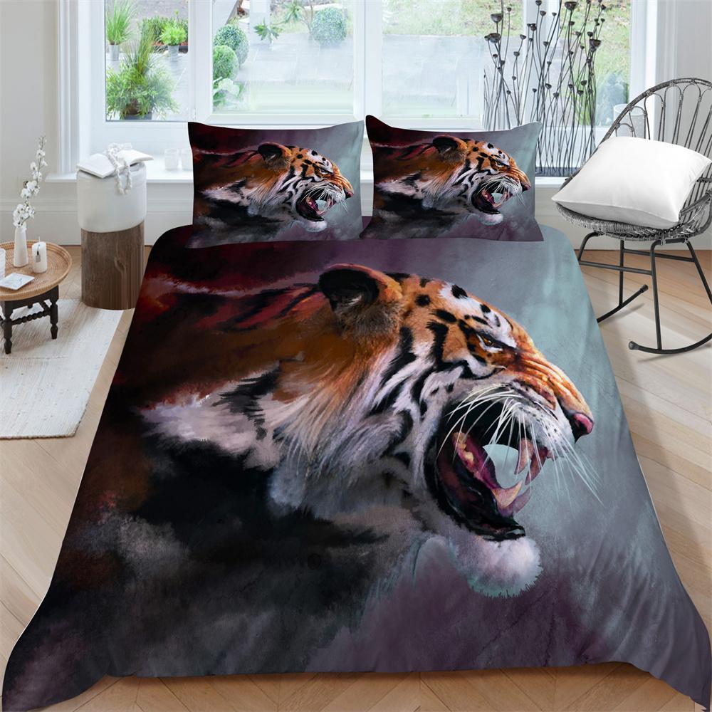 Duvet Cover Set Animals Style Home Bedspreads Newly Bedding Cover Set Children Tiger King Queen Size Microfiber Bedroom Decor