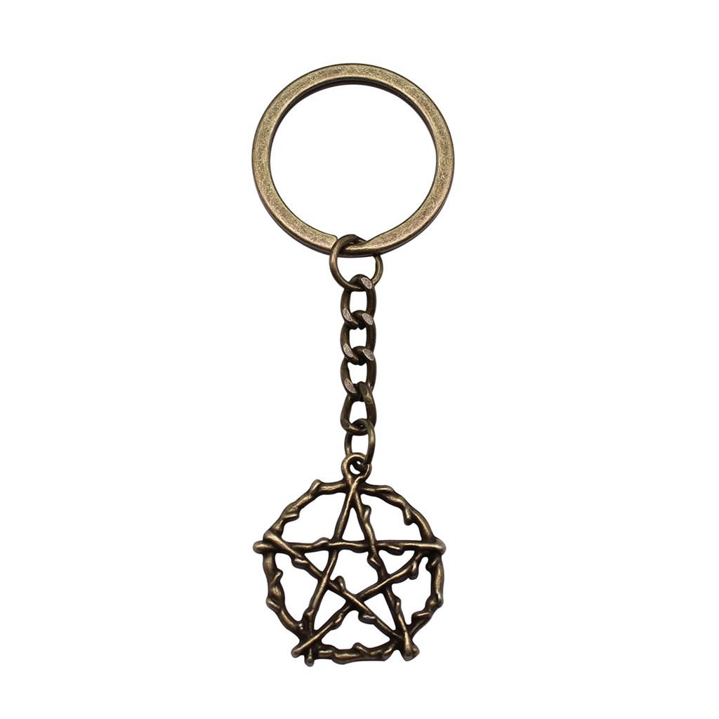 Dreifachmond Pentagramm Anhänger Schlüsselanhänger Stern Wicca Thema Schlüsselring 28mm