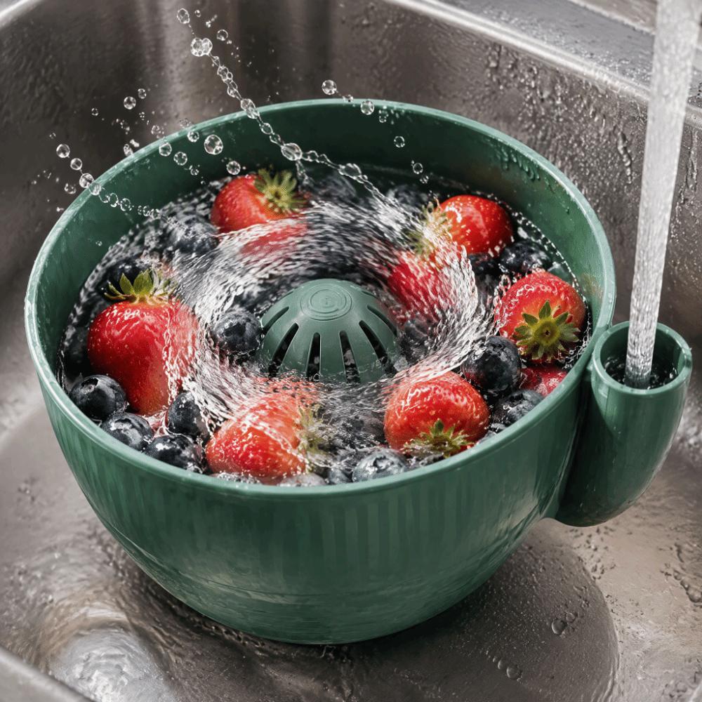 Self Spinning Berry Washing Bowl Swirling Design Kitchen Colander Vegetable Washer Kitchen Use