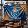Custom Name Flannel Throw Blanket FC Porto Pattern Warm Home Decoration