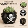 Unique Gothic Home Decor Witches Cauldron Planter, Halloween Skull Flower Pot, Resin Planter Pot Black Candy Bowl for Herbs, Indoor, Outdoor