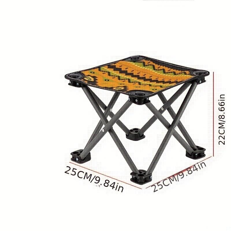 1Pc Outdoor Folding Chair, Portable Mazar Household Small Stool Bench, Camping Self-driving Travel Equipment, Multi-functional Four-corner Stool