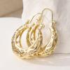 Elegant  Hollowed Hand Carved Hoop Earrings for Women's Vintage Golden Plated Festival Vacation Jewelry Accessories Gifts