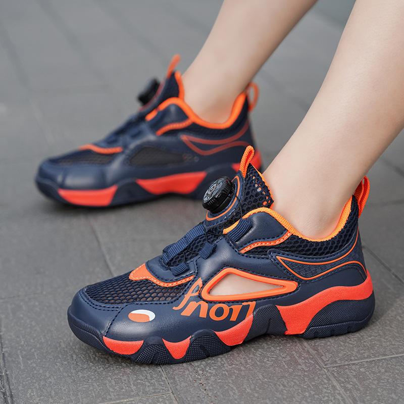 

Boys basketball shoes summer new single net shoes hollow breathable rotating buckle wear-resistant non-slip youth running shoes men 39
