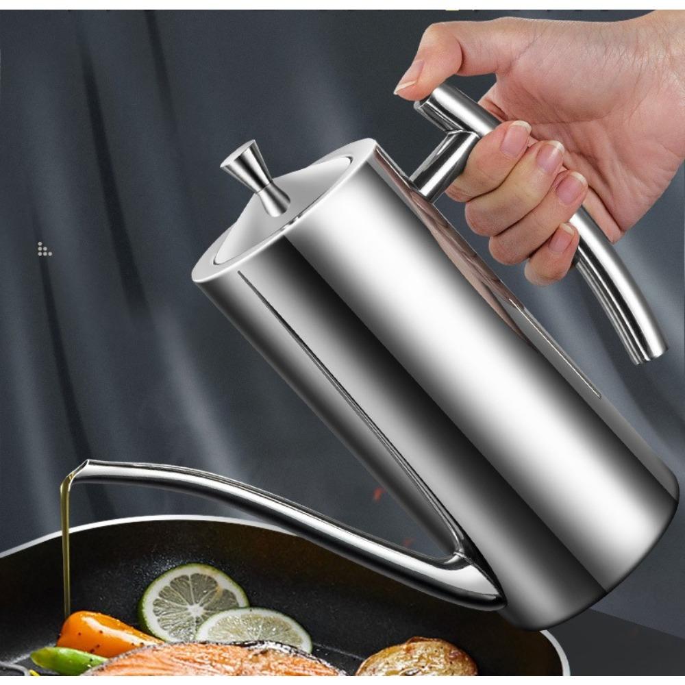 Premium Stainless Steel Oil Dispenser Bottle Kitchen Cruet 700ml/24oz Anti-Leakage Oil Pot Container for Kitchen Cooking