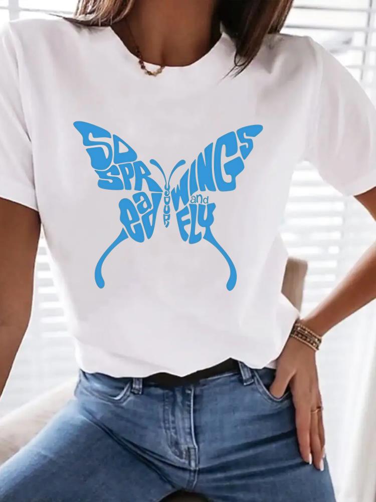 (Asian Size) cute love cute Print Female Tee Top Clothing T Shirt Woman Women Fashion Short Sleeve Graphic T-shirts
