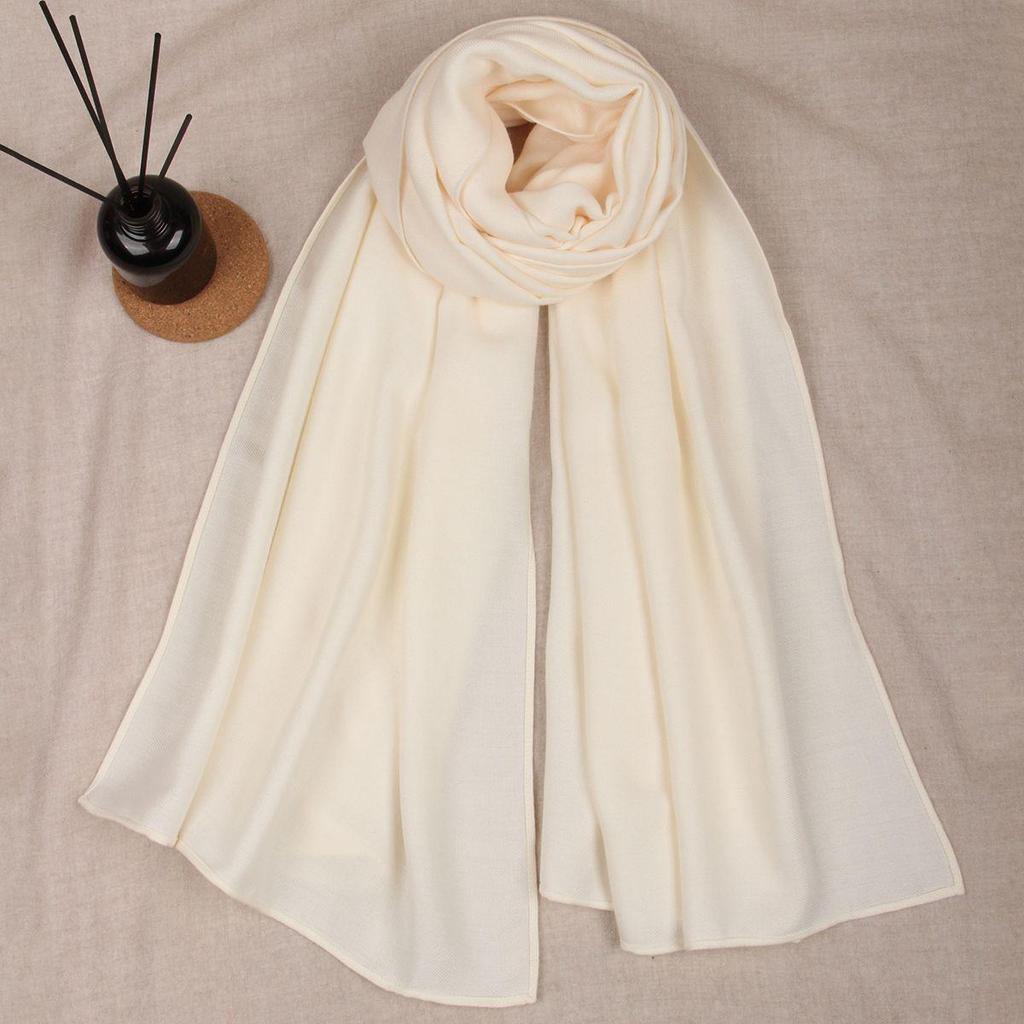 Pure White Medium-Thickness Soft Skin-Friendly Unisex Scarf Shawl