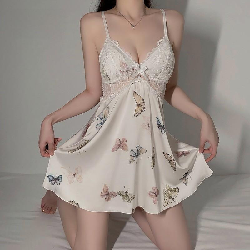 Satin Sleepwear Set For Women With Vneck And Chest Padding For Home And Sleep Use