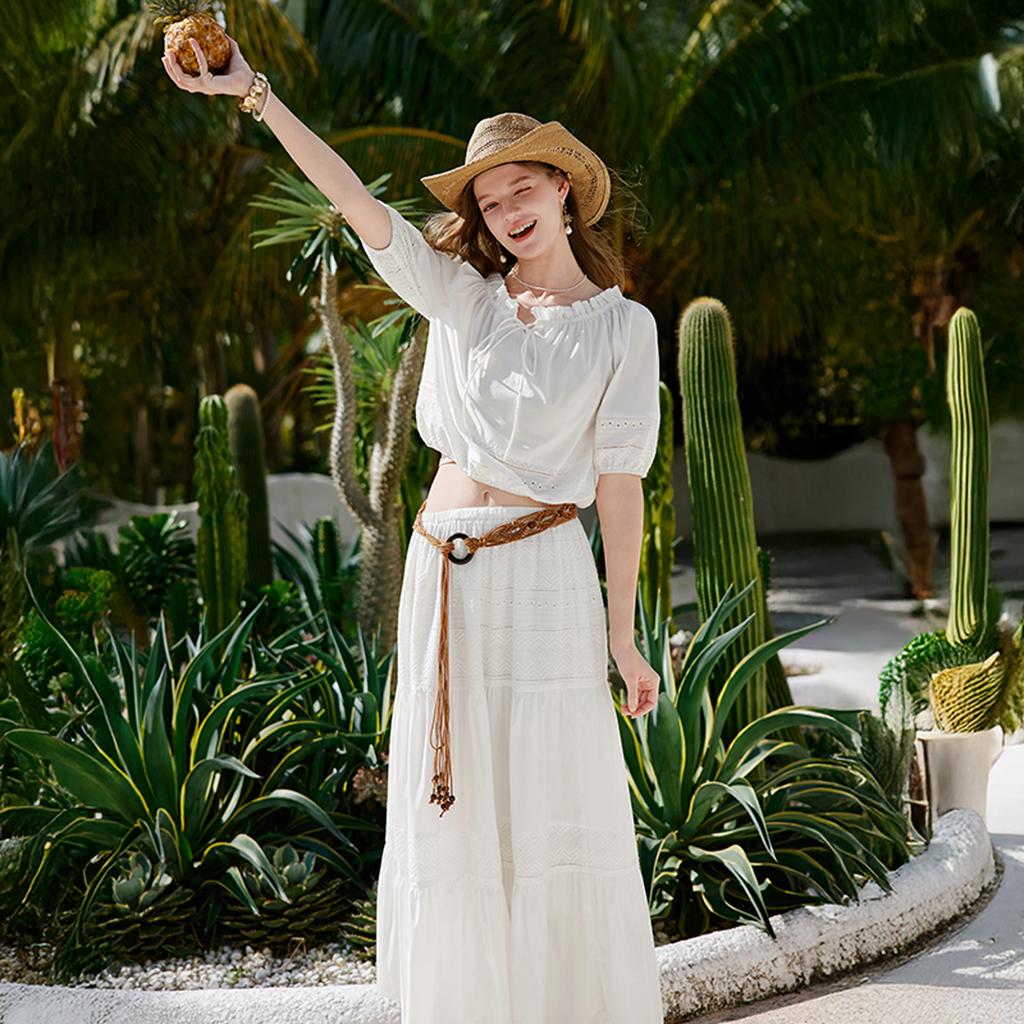 Vacation Style Vacation Two-piece Top+skirt Set