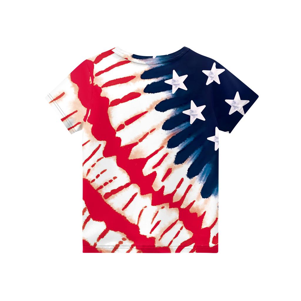 Kids Independence Day Print Round Neck Short Sleeve Casual T-shirt