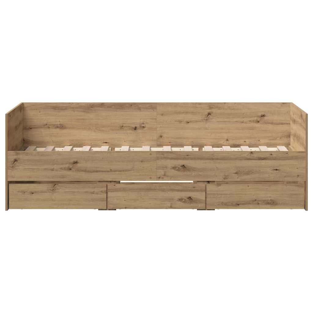 Daybed with Headboard Artisan Oak 90 x 200 cm Wood Based Panel