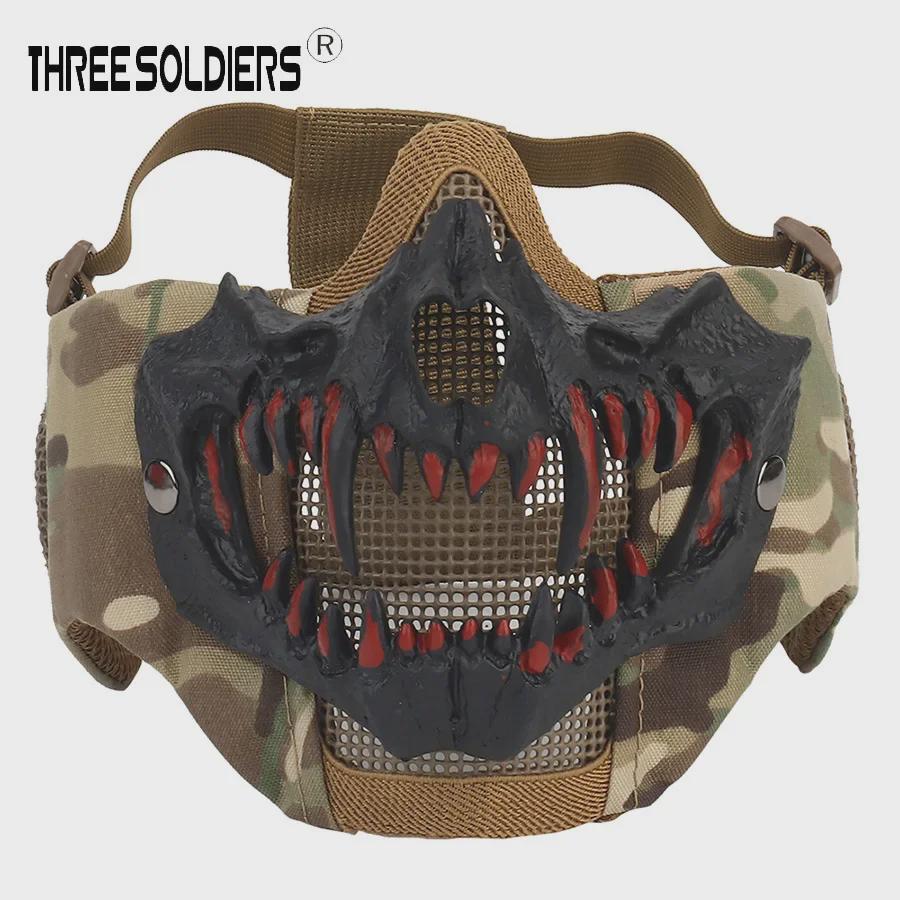 Fang Skull Mask with Ear Protection for Halloween and Outdoor Cycling