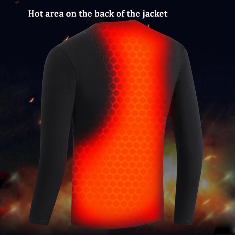 Herren Winter Heizunterwäsche Waschbar USB Elektrisch Beheizt Thermo Fleece Gefüttert T Shirts