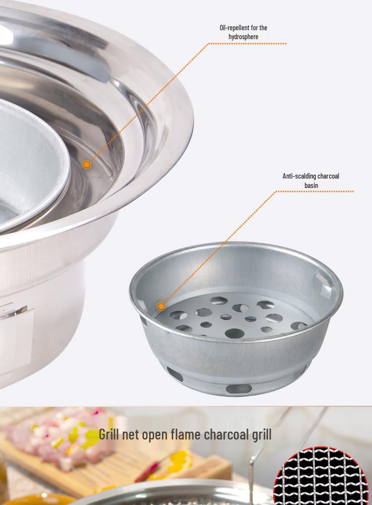 Hearthside Tea Brewing Korean-style Portable BBQ Charcoal Grill - Round Outdoor Household Stove