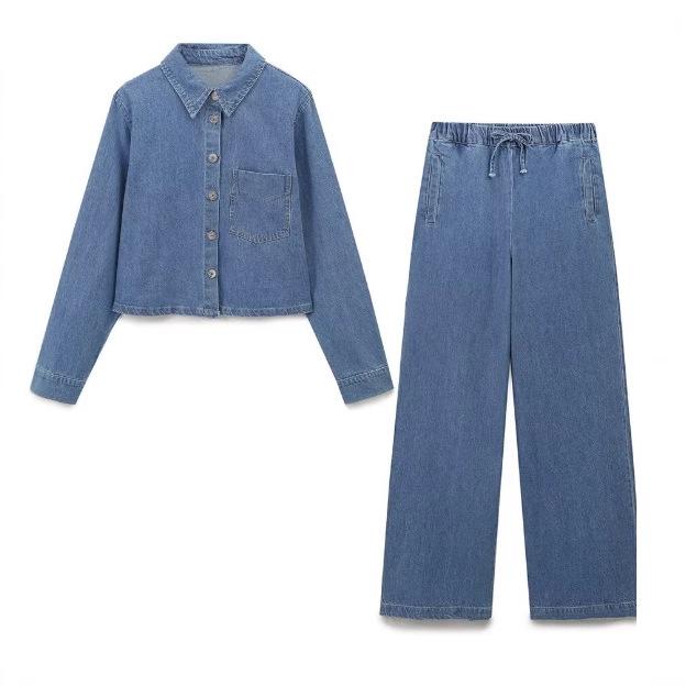 European and American Women's Casual Long-Sleeve Denim Shirt