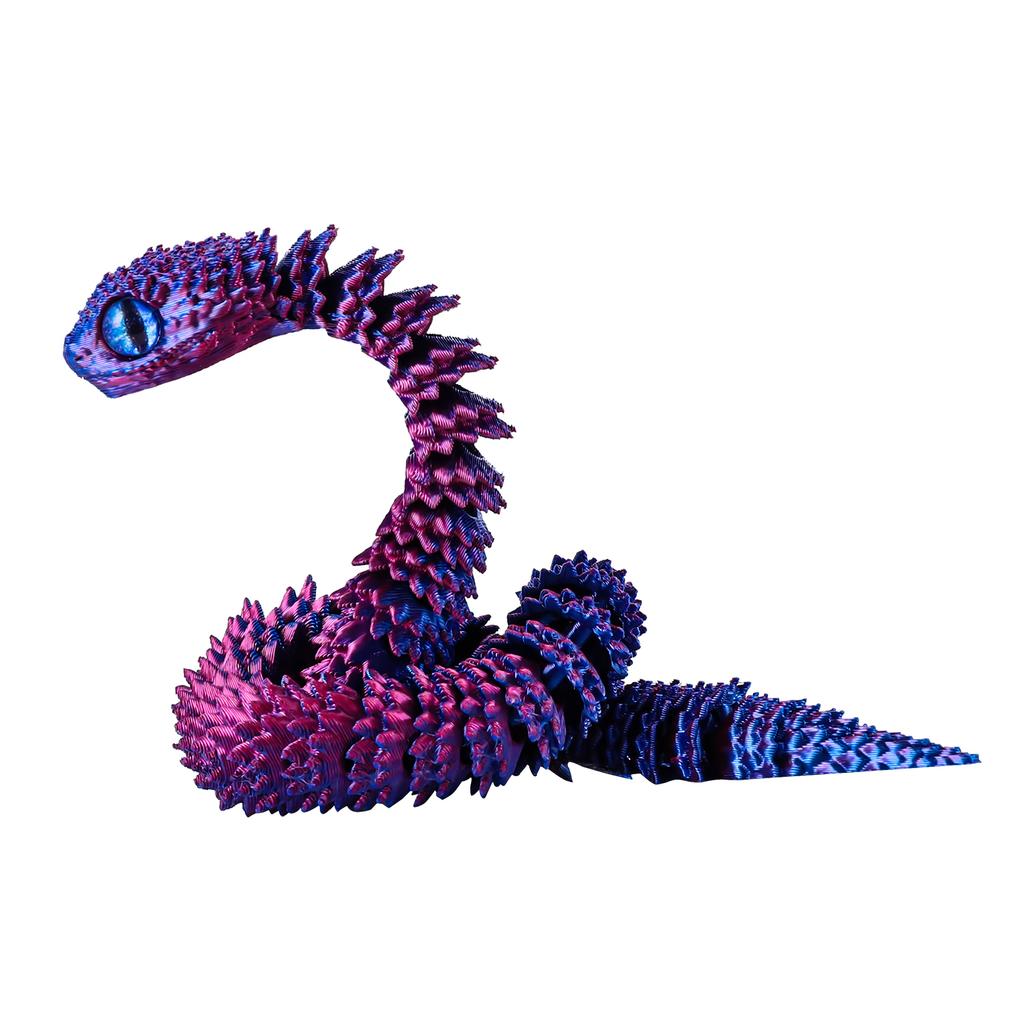 3D Printed Flexible Snake Toy 30Cm- Movable Joints, Adhd Fidget Desk Pet, Realistic Animal Figurine For Home Office Decor & Gift