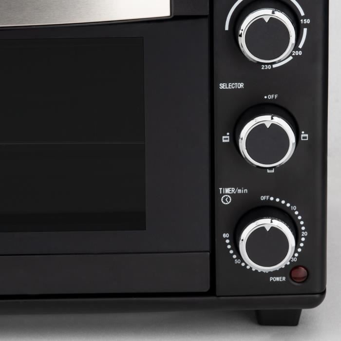 Mini Four Électrique 25L 1600W HKOENIG FO25 - Noir - 4 Modes De Cuisson - Thermostat Réglable Jusqu'à 230°C