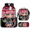 Classic Popular Funny Novelty Gacha 3D Printed 3pcs/Set Pupil School Bags Laptop Daypack Backpack Lunch Bag Pencil Case