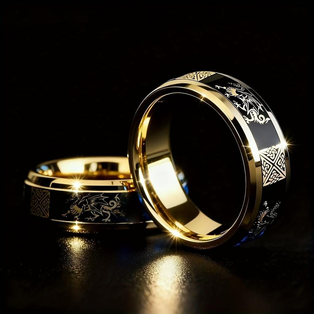 Cool Stainless Steel Celtic Dragon & Knot Ring Ring for Men Women, Dragon Wedding Band, Celtic Ring, Everyday Wear Jewelry
