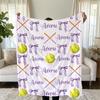 Personalized Softball Blanket: Bow Design, Team Gift