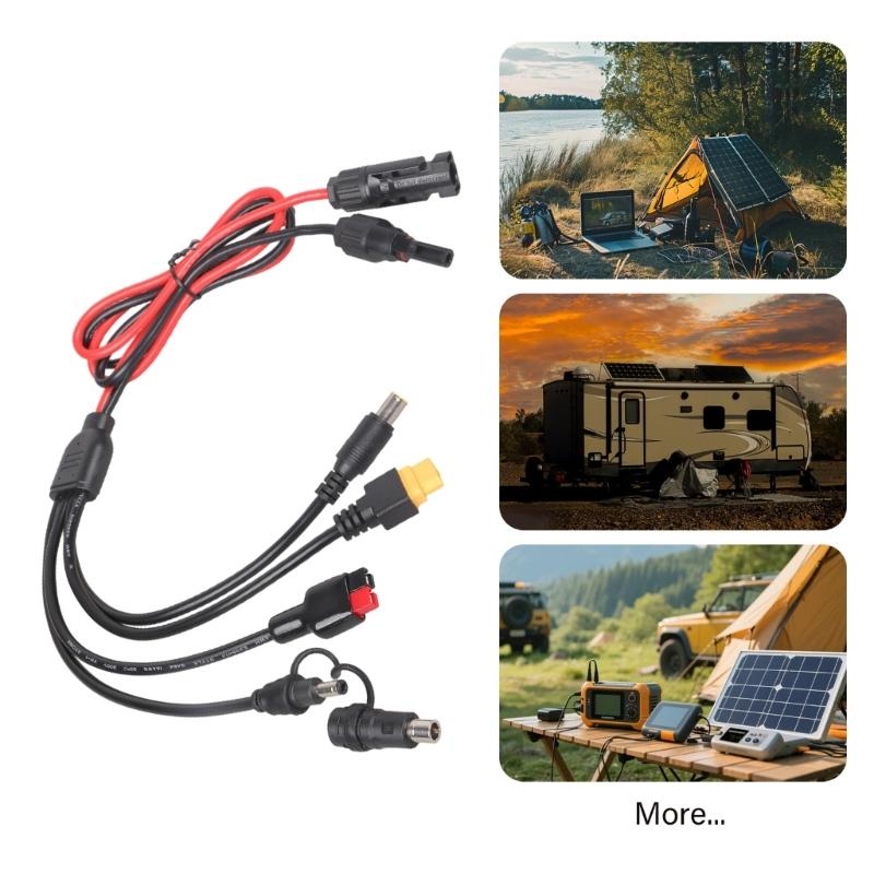5 In 1 Solar Panel Connector Cable With XT60 Female DC7909 DC5521 Adapter For Portable Power Stations And Generators