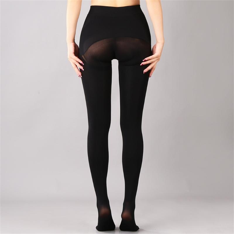Ladies' Opaque Nylon Tights Hosiery High Waist Tummy Compression Pantyhose Slimming Stockings Leggings with Control Top