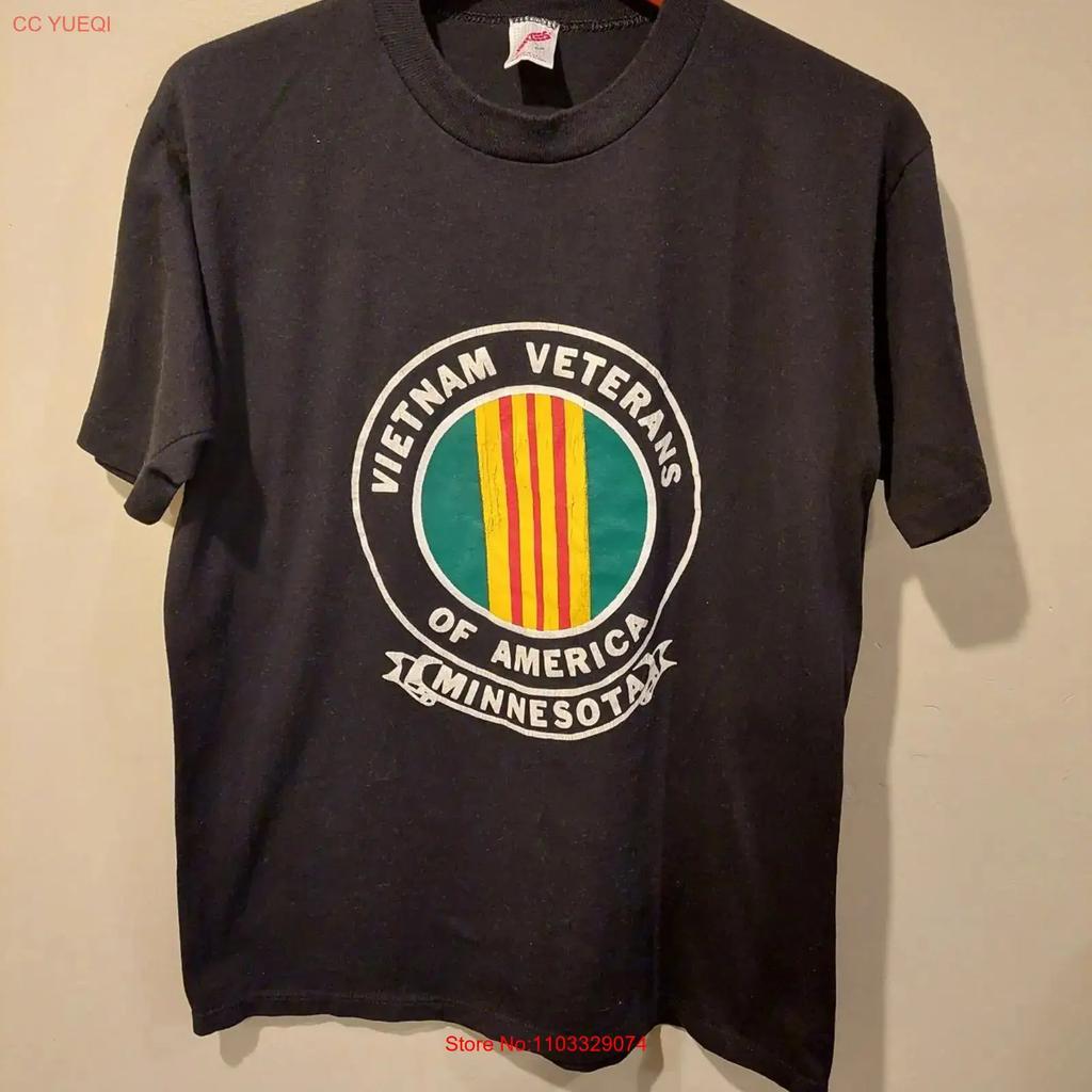 Vintage 80s 90s Vietnam Veteran Minnesota Large T Shirt POW MIA Black VTG Jerzees Vintage Washed Streetwear Graphic Breathable