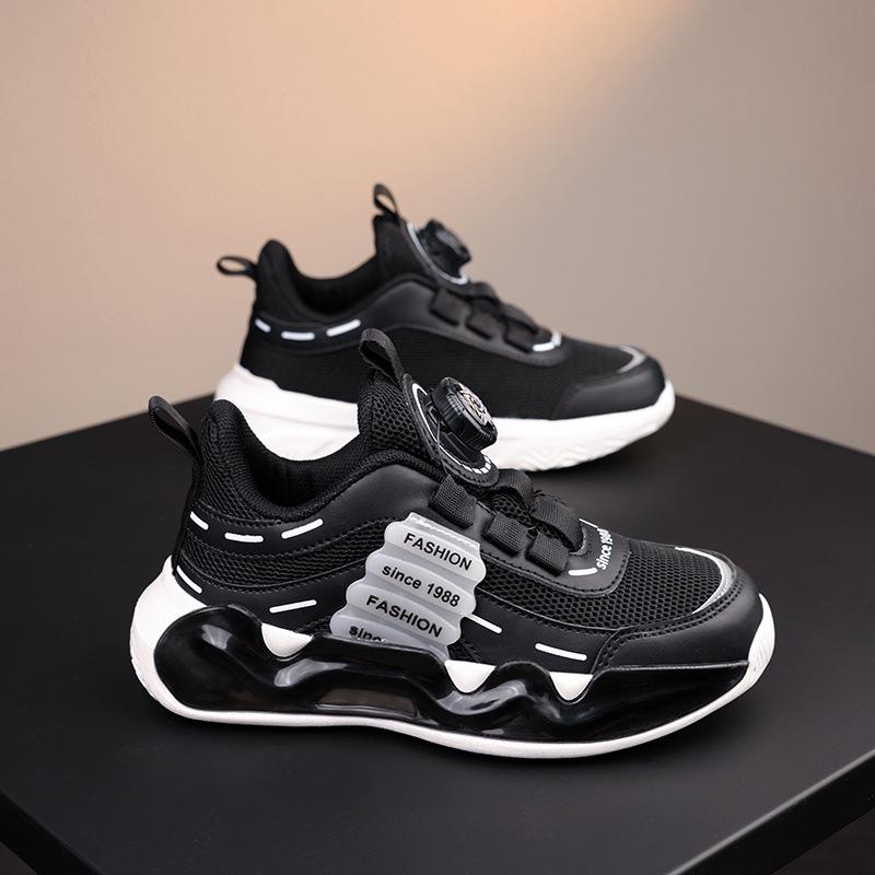 Boys Sneakers Breathable Mesh Boys Running Spring and Autumn Middle School Older Children Rotary Buckle Children ABC Campus Versatile Shoes