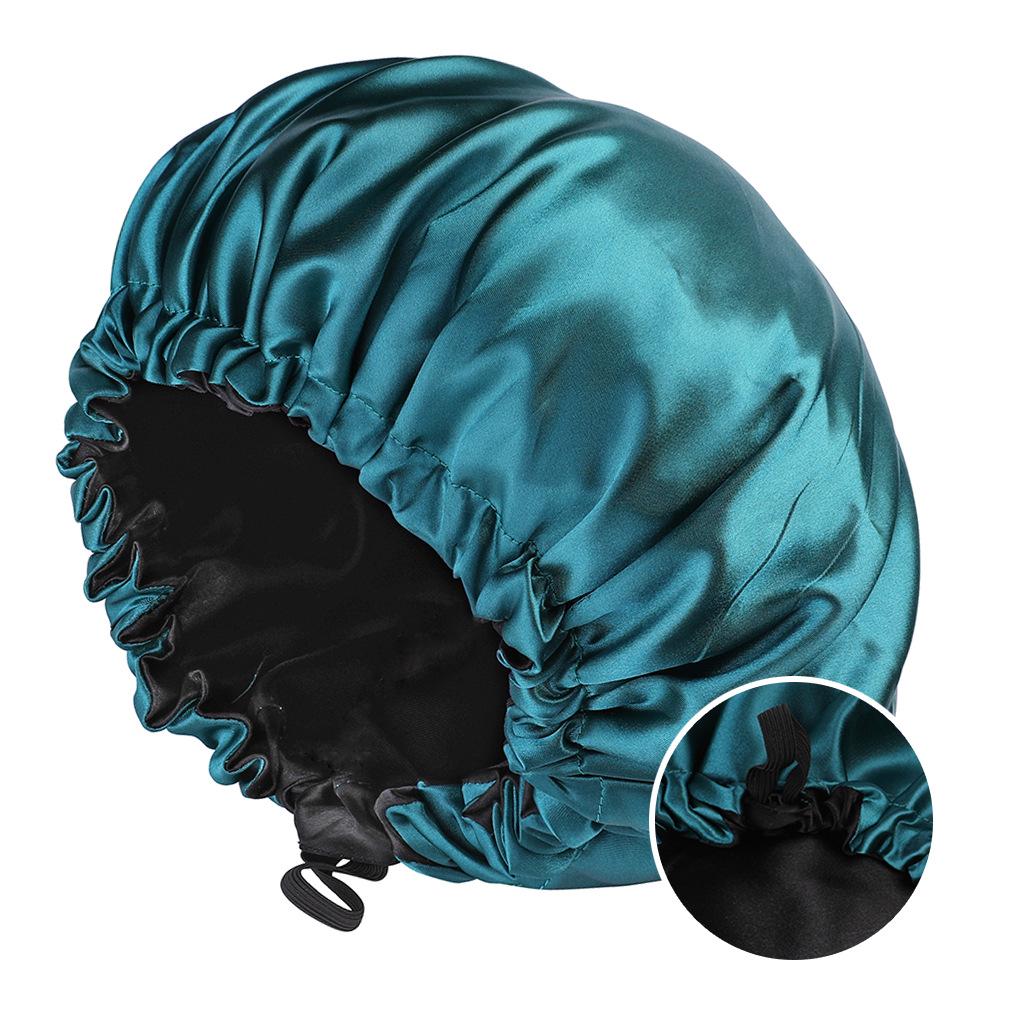 2024 Fashionable Double-Sided Satin Sleep Cap for Women - Elastic, Stylish Hair Protection with Button Design
