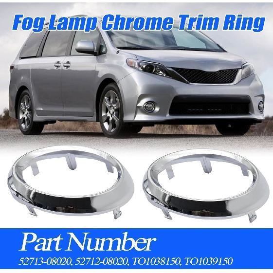 

XQSMWF Fog Light Lamp Bezel Cover Compatible With Toyota Sienna SE 2011-2017 Fog Light Bezel Cover Chrome Trim Rings #TO1038150 TO1039150 52712-08020