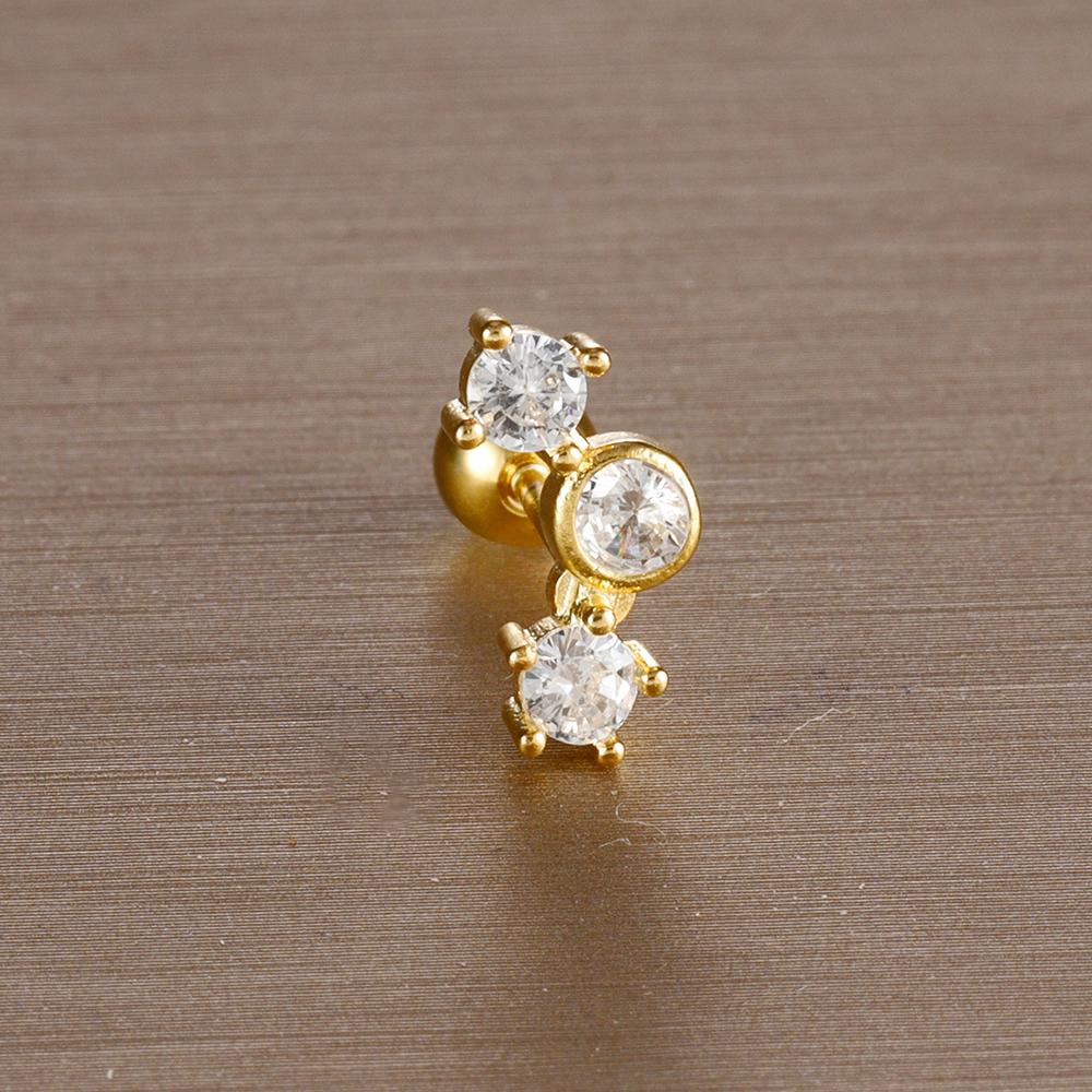1PC 6 Styles Stainless Steel Mini Zircon Cartilage Piercing Stud Earring For Women Helix Tragus Piercing Women's Body Jewelry