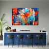 Three Piece Picture Canvas Print Orange Abstract Hand Painted