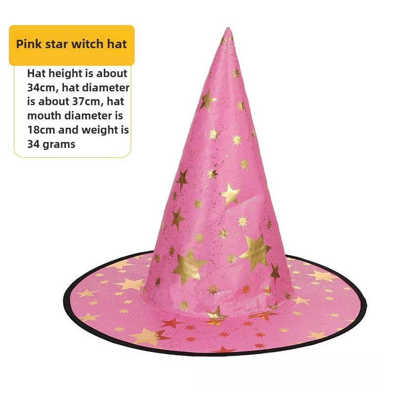 Halloween Prom Party Hat Witch Hat Witch Hat Veil Hat Printed Pumpkin Hat Black Tip Hat