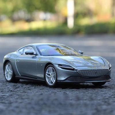 1:24 Modellini di auto in lega Ferrari Roma, giocattolo pressofuso in metallo, auto sportiva, ornamenti, suoni e luci, collezione pull back, regalo per bambini.