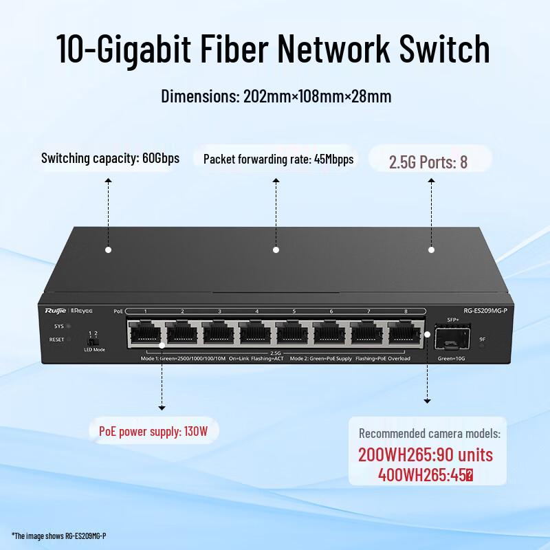 Ruijie RG-ES209MG-P 8-Port 2.5G Managed PoE Switch