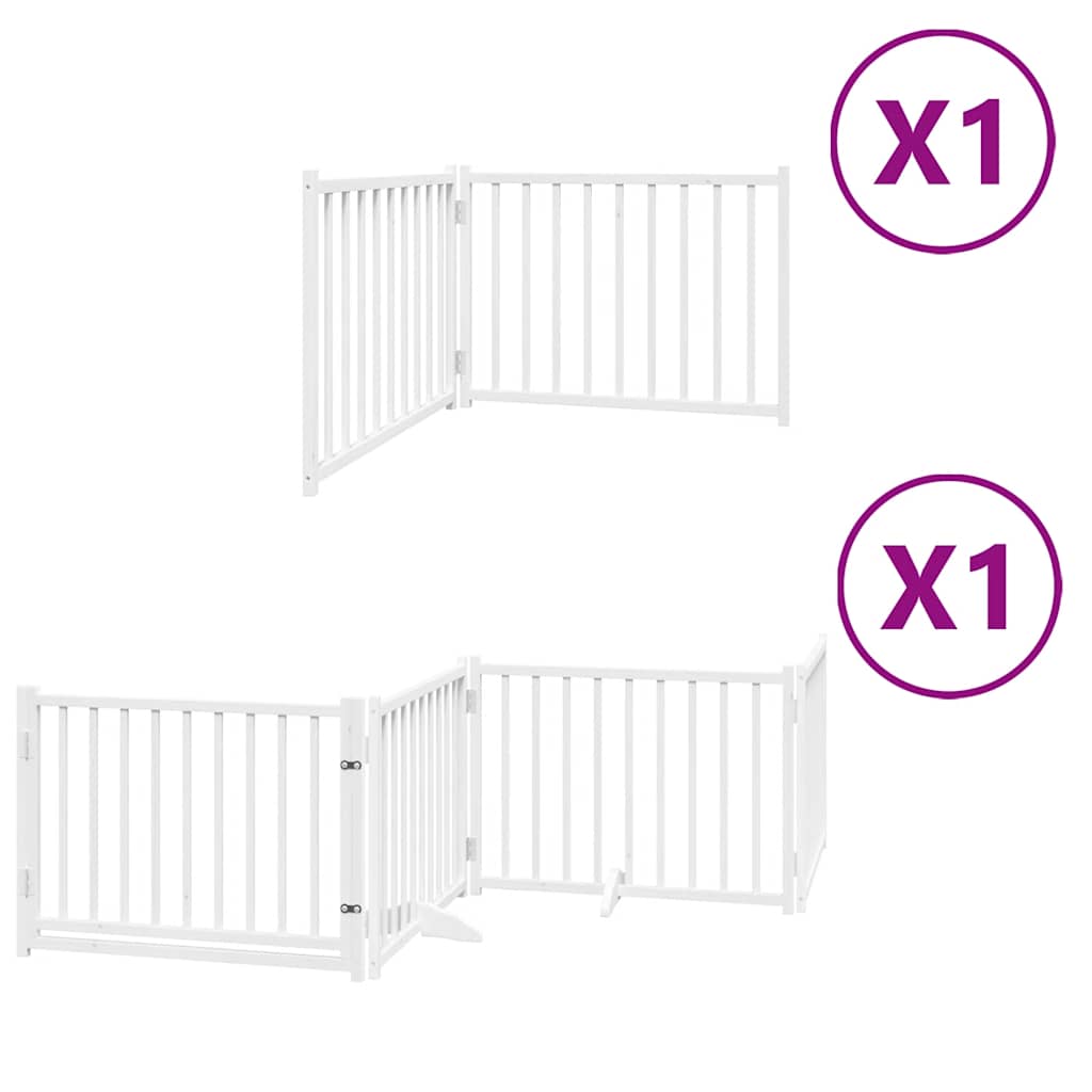 6 Piece Foldable White Dog Gate 480 cm Poplar Wood