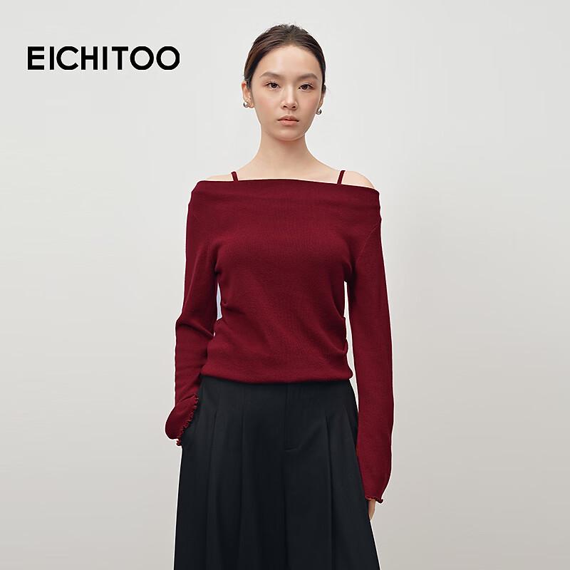 EICHITOO Women s Faux Two-Piece Cowl Neck Knit Top L