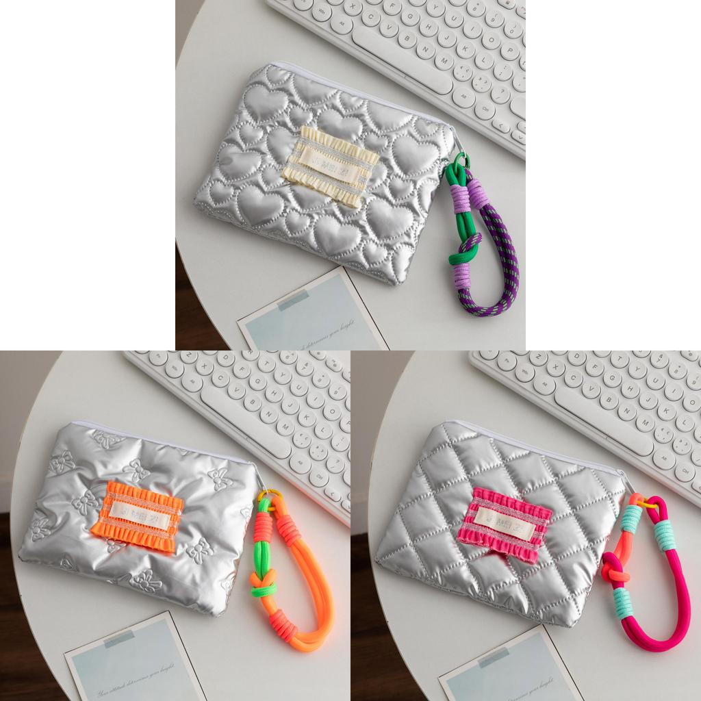 Colorful Stripe Polyester Waterproof Makeup Bag With Zipper Closure For Daily Use