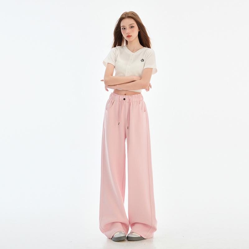 

Американские розовые брюки-палаццо с кулиской в стиле кэжуал для женщин Small