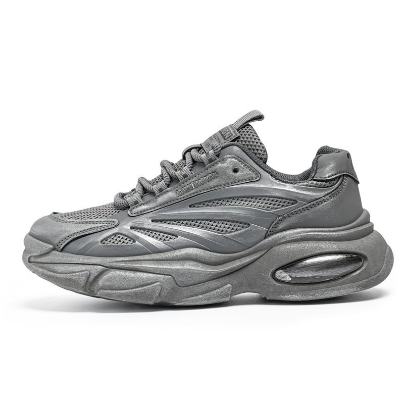2025 autumn and winter new mesh breathable sports shoes wipe old mesh casual shoes thick sole heightening dad shoes men's shoes