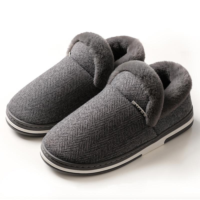 Elderly non-slip cotton slippers autumn and winter household men's bags and indoor thermal shoes thick-soled velvet cotton shoes women's home