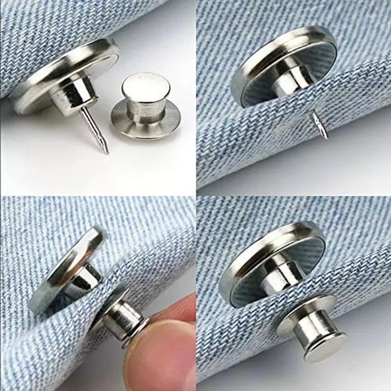 20Pcs Adjustable Detachable Jeans Pin Buttons Nail Sewing-free Retro Metal Buckles for DIY Clothing Garment Button Accessories