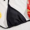 New printed lace-up mesh drawstring blouse sexy bikini three-piece swimsuit women